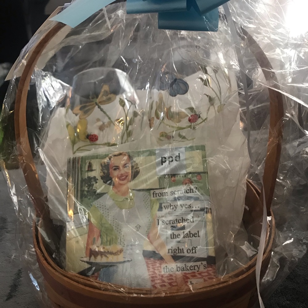 Painted Wine Glass Longaberger Gift Basket